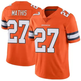 Denver Broncos Men's Damarri Mathis Limited Color Rush Vapor Untouchable Jersey - Orange