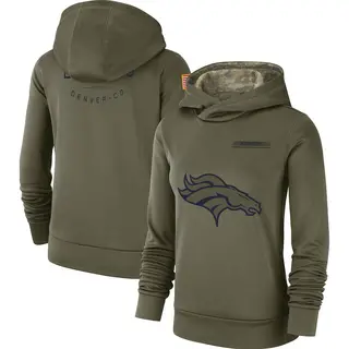 Denver Broncos Women's 2018 Salute to Service Team Logo Performance Pullover Hoodie - Olive