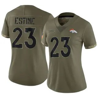 Denver Broncos Women's Audric Estime Limited 2022 Salute To Service Jersey - Olive