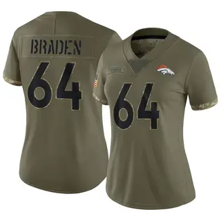 Denver Broncos Women's Ben Braden Limited 2022 Salute To Service Jersey - Olive