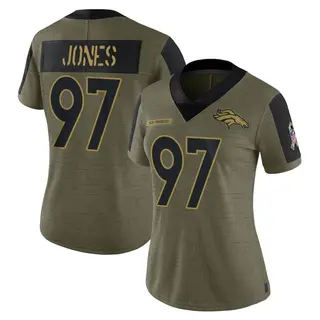 Denver Broncos Women's D.J. Jones Limited 2021 Salute To Service Jersey - Olive