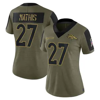 Denver Broncos Women's Damarri Mathis Limited 2021 Salute To Service Jersey - Olive