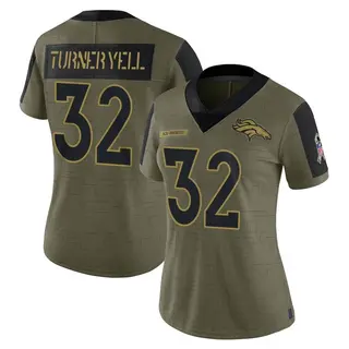 Denver Broncos Women's Delarrin Turner-Yell Limited 2021 Salute To Service Jersey - Olive
