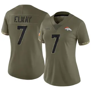 Denver Broncos Women's John Elway Limited 2022 Salute To Service Jersey - Olive
