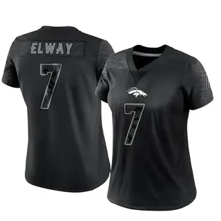 Denver Broncos Women's John Elway Limited Reflective Jersey - Black