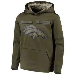 Denver Broncos Youth 2018 Salute to Service Pullover Performance Hoodie - Green