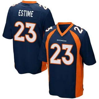 Denver Broncos Youth Audric Estime Game Alternate Jersey - Navy Blue