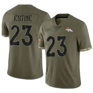 Denver Broncos Youth Audric Estime Limited 2022 Salute To Service Jersey - Olive