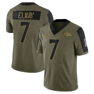 Denver Broncos Youth John Elway Limited 2021 Salute To Service Jersey - Olive