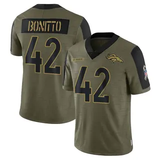 Denver Broncos Youth Nik Bonitto Limited 2021 Salute To Service Jersey - Olive